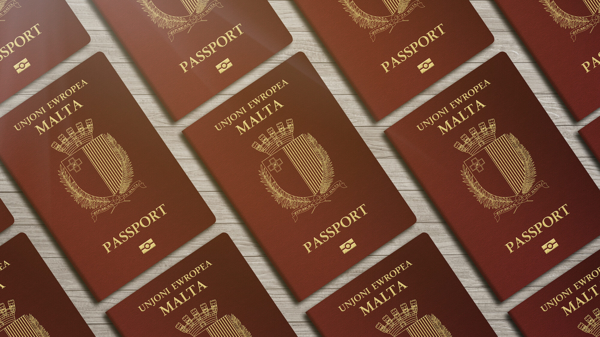 Passports,Of,The,European,Union,Of,Malta,,,Top,View,