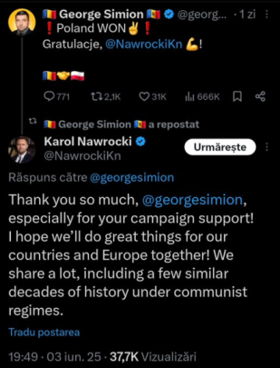 Cross-posting George'a Simiona i Karola Nawrockiego na portalu X