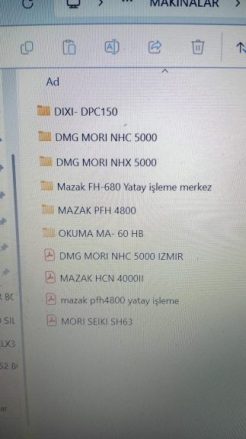 Katalog dostępnych maszyn CNC | źródło: materiały wysłane przez tureckiego pośrednika